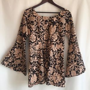 Vintage 70's bell sleeve floral print dress